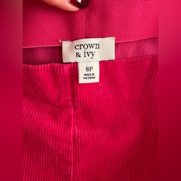 Crown & Ivy Vibrant Pink Women’s Corduroy Pants 8P High rise - Picture 3 of 4